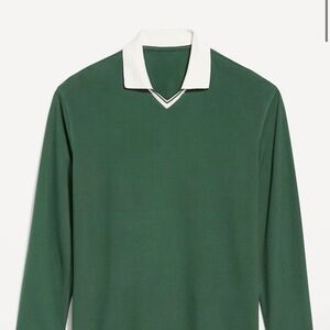 Old Navy Forest Green Long Sleeve V neck Polo BRAND NEW WITH TAGS size XL TALL